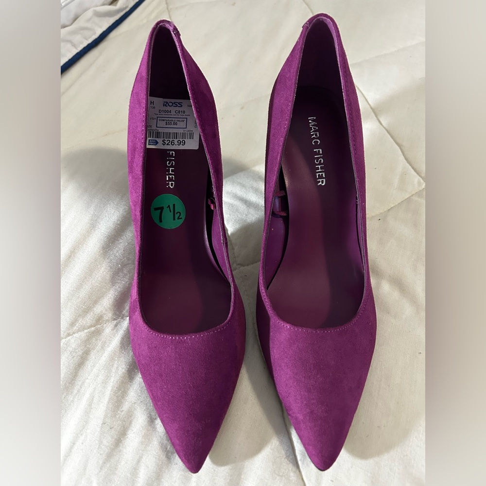 Marc Fisher Purple Heels with Pointed Toe and Stiletto Design
